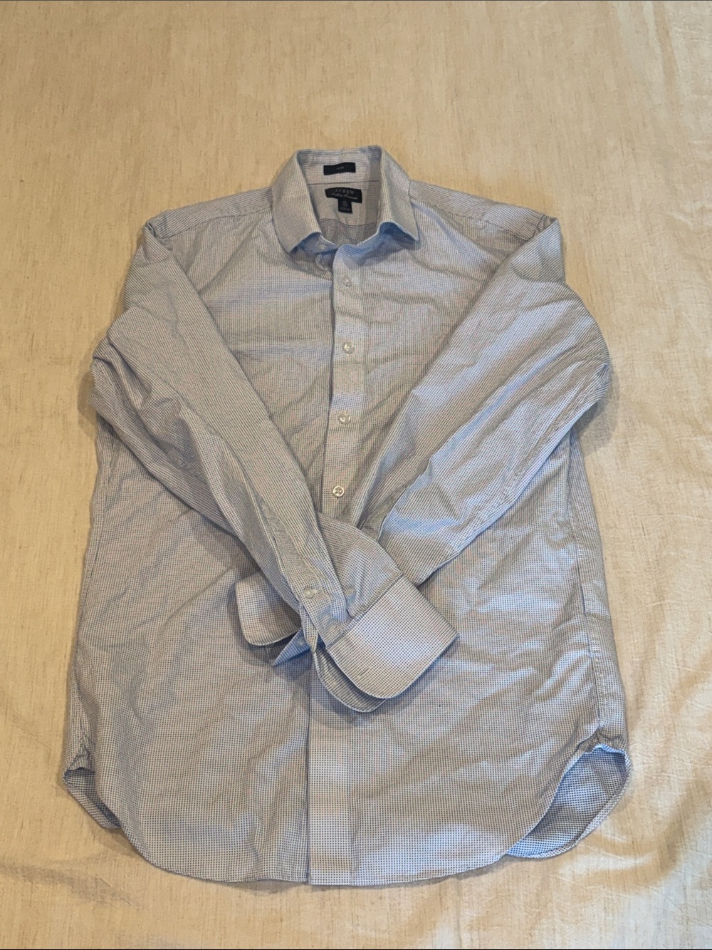 J. Crew Light Blue Square Micro-Check Dress Shirt Slim Fit Size 15/33